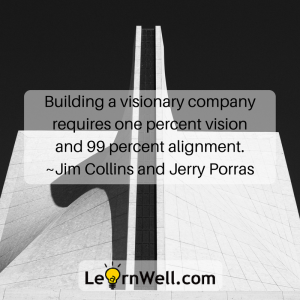 Building a visionary company requires one percent vision and 99 percent alignment. ~Jim Collins and Jerry Porras, Built to Last